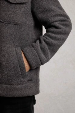 Fairfield Button Front Fleece Jacket Dark Grey -WeirdFish Clothing Shop 102019