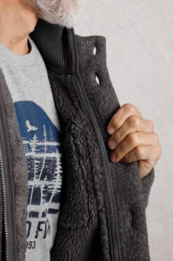 Fairfield Button Front Fleece Jacket Dark Grey -WeirdFish Clothing Shop 102020