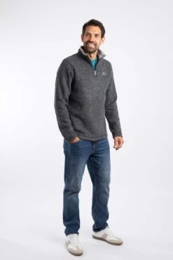 Newark 1/4 Zip Grid Fleece Washed Black -WeirdFish Clothing Shop 103174