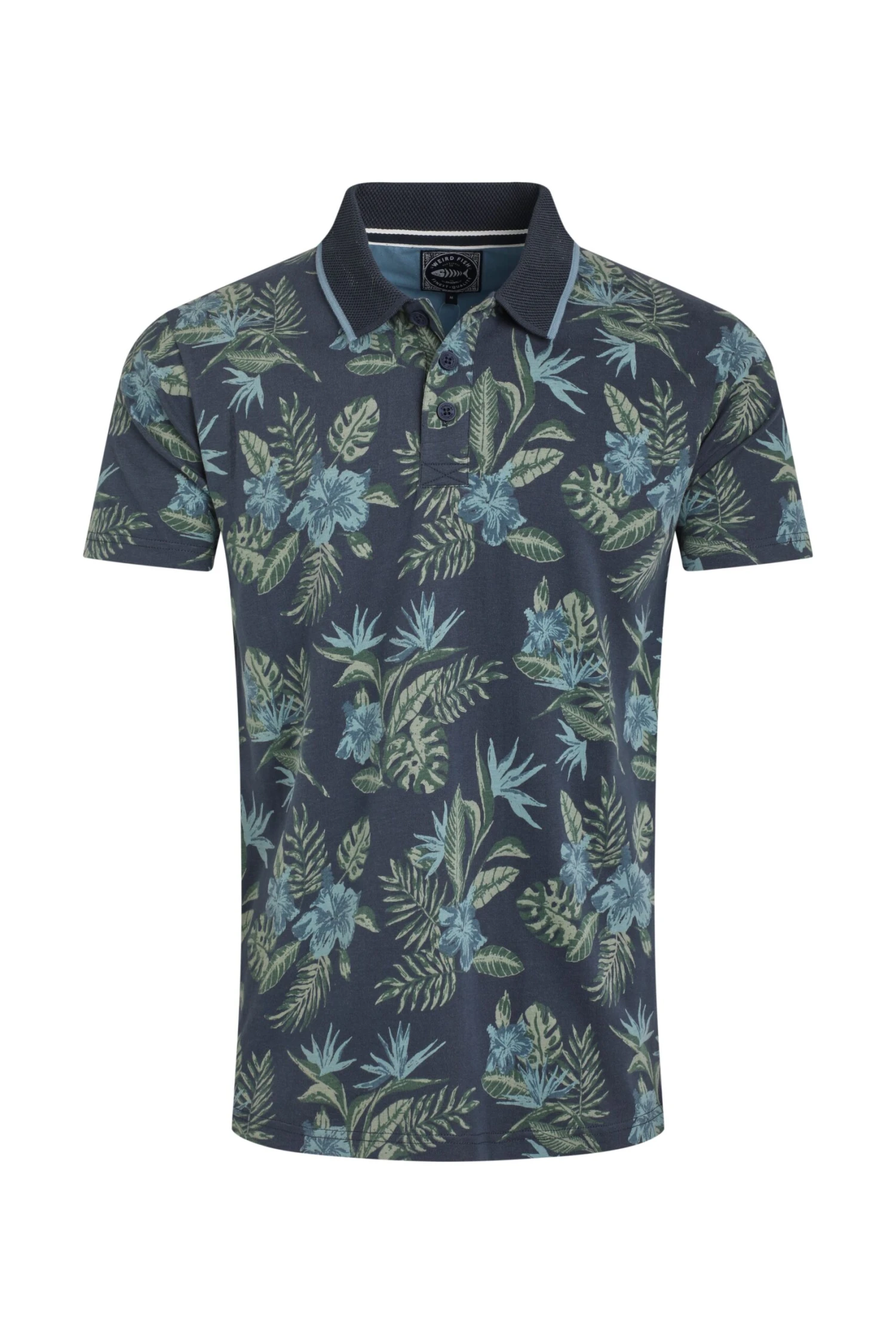 Sarat Organic Cotton Printed Polo Shirt Navy 2 Sarat Organic Cotton Printed Polo Shirt Navy - Image 2