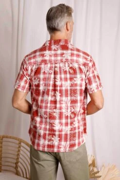 Nasser Vintage Wash Short Sleeve Check Shirt Chilli Red -WeirdFish Clothing Shop 106375