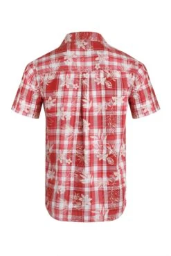Nasser Vintage Wash Short Sleeve Check Shirt Chilli Red -WeirdFish Clothing Shop 106378
