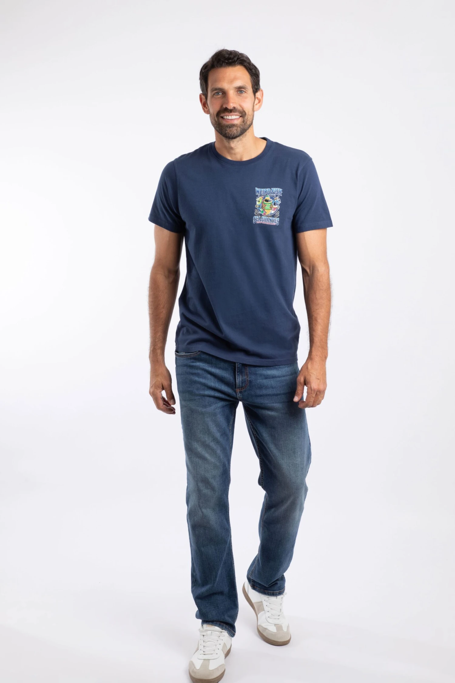 Sea Shanties Back Print Artist T-Shirt Dark Blue 4 Sea Shanties Back Print Artist T-Shirt Dark Blue - Image 4