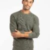 Easton Waffle Crew Neck Jumper Fir Green