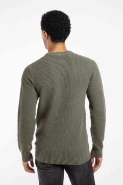 Easton Waffle Crew Neck Jumper Fir Green -WeirdFish Clothing Shop 114407