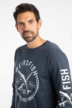 Making Waves Branded Long Sleeve T-Shirt Navy -WeirdFish Clothing Shop 114481