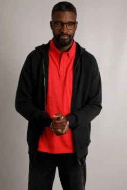 Samuel Knitted Full Zip Hooded Jumper Black -WeirdFish Clothing Shop 114766