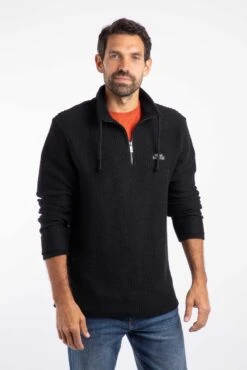 Cruiser 1/4 Zip Macaroni Sweatshirt Black 10 Cruiser 1/4 Zip Macaroni Sweatshirt Black -WeirdFish Clothing Shop 114782