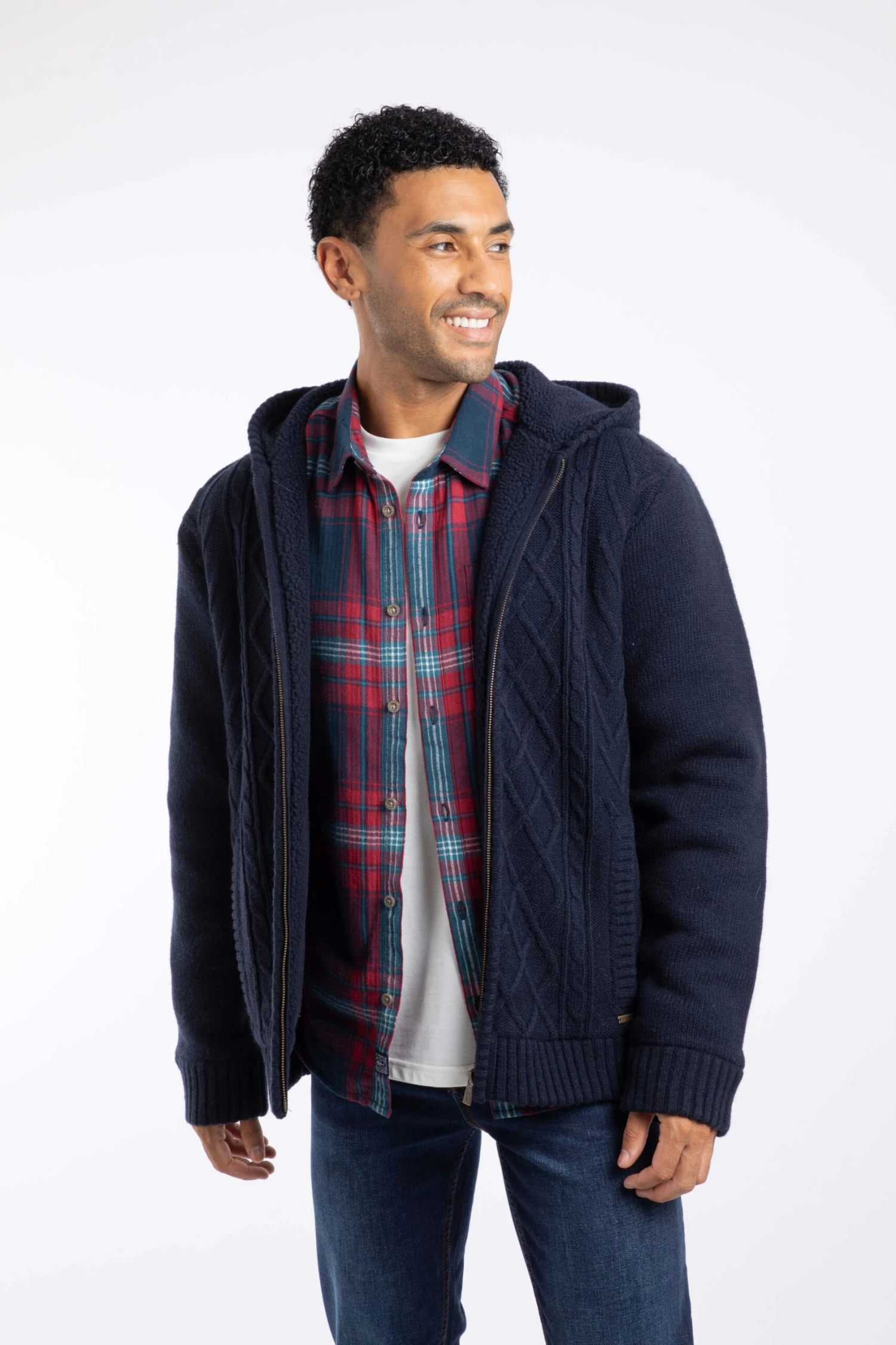 Brodhi Borg Lined Cable Knit Full Zip Hoodie Midnight 1 Brodhi Borg Lined Cable Knit Full Zip Hoodie Midnight