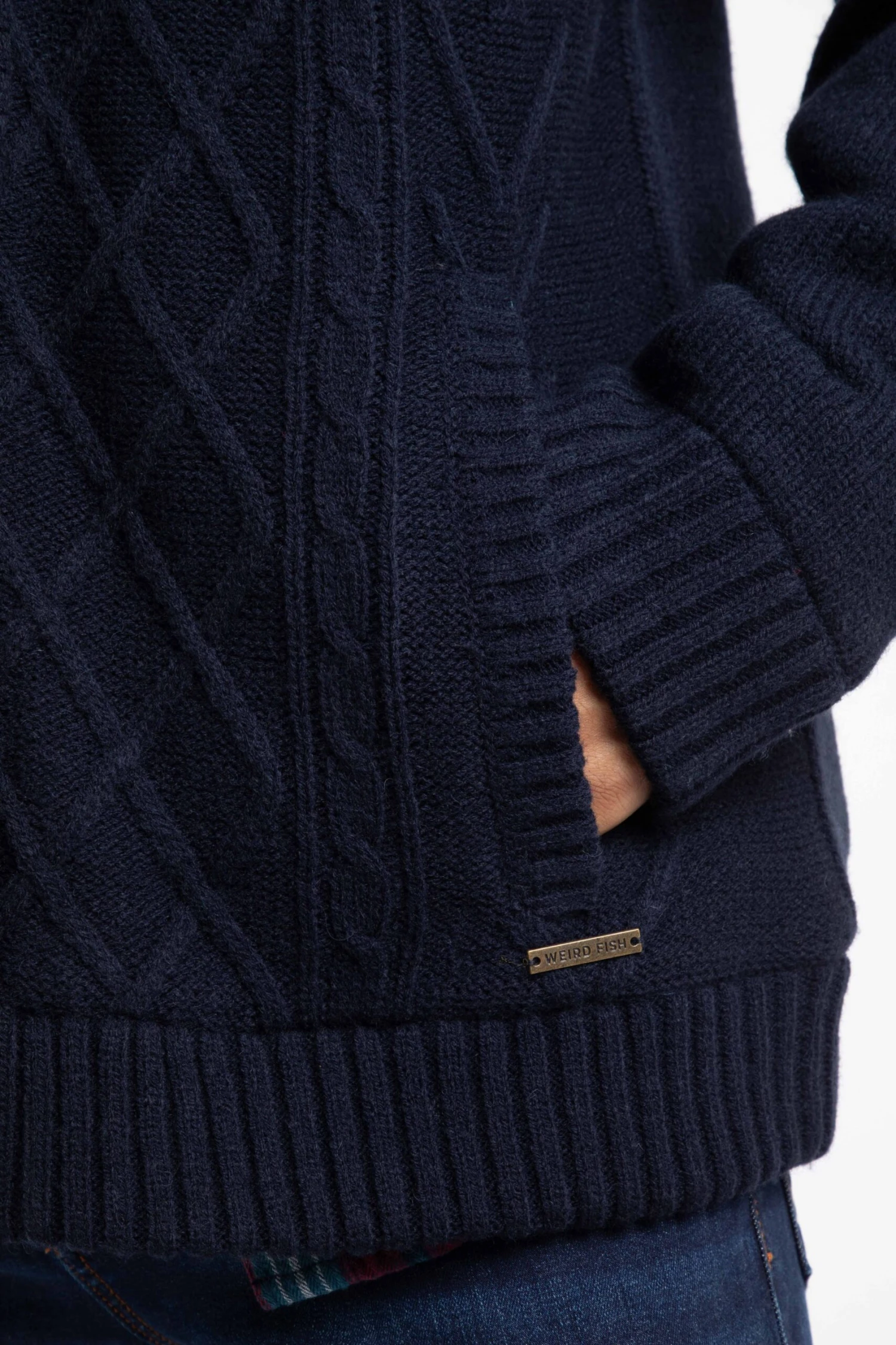 Brodhi Borg Lined Cable Knit Full Zip Hoodie Midnight 7 Brodhi Borg Lined Cable Knit Full Zip Hoodie Midnight - Image 7