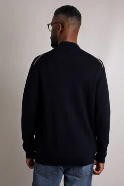 Carter Knitted Full Zip Bomber Jacket Midnight -WeirdFish Clothing Shop 115472