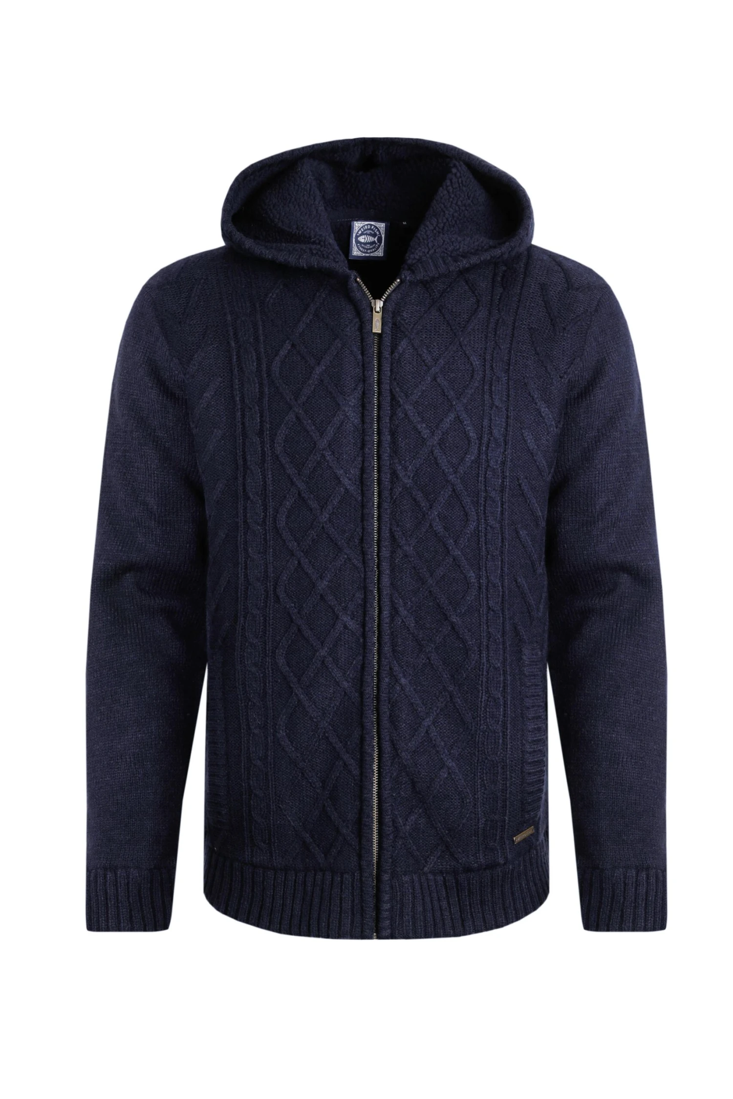 Brodhi Borg Lined Cable Knit Full Zip Hoodie Midnight 2 Brodhi Borg Lined Cable Knit Full Zip Hoodie Midnight - Image 2