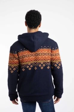 Bradwood Borg Lined Fair Isle Knit Full Zip Hoodie Midnight -WeirdFish Clothing Shop 115884