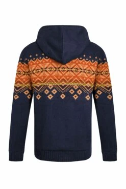 Bradwood Borg Lined Fair Isle Knit Full Zip Hoodie Midnight -WeirdFish Clothing Shop 116038