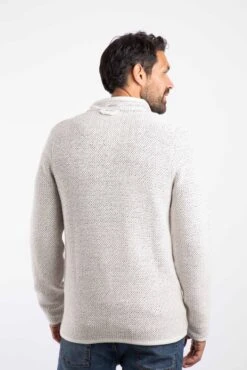 Transom Full Zip Macaroni Sweatshirt Ecru -WeirdFish Clothing Shop 116065