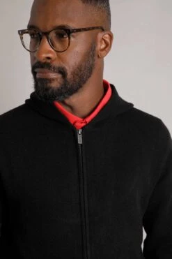 Samuel Knitted Full Zip Hooded Jumper Black -WeirdFish Clothing Shop 116255