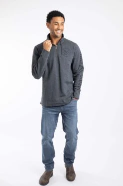 Oakville Eco 1/4 Zip Graphic Sweatshirt Navy -WeirdFish Clothing Shop 116256