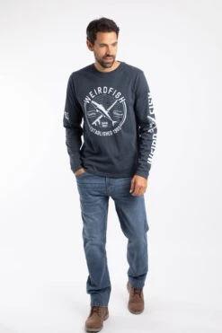 Making Waves Branded Long Sleeve T-Shirt Navy -WeirdFish Clothing Shop 116488
