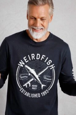 Making Waves Branded Long Sleeve T-Shirt Navy -WeirdFish Clothing Shop 116489