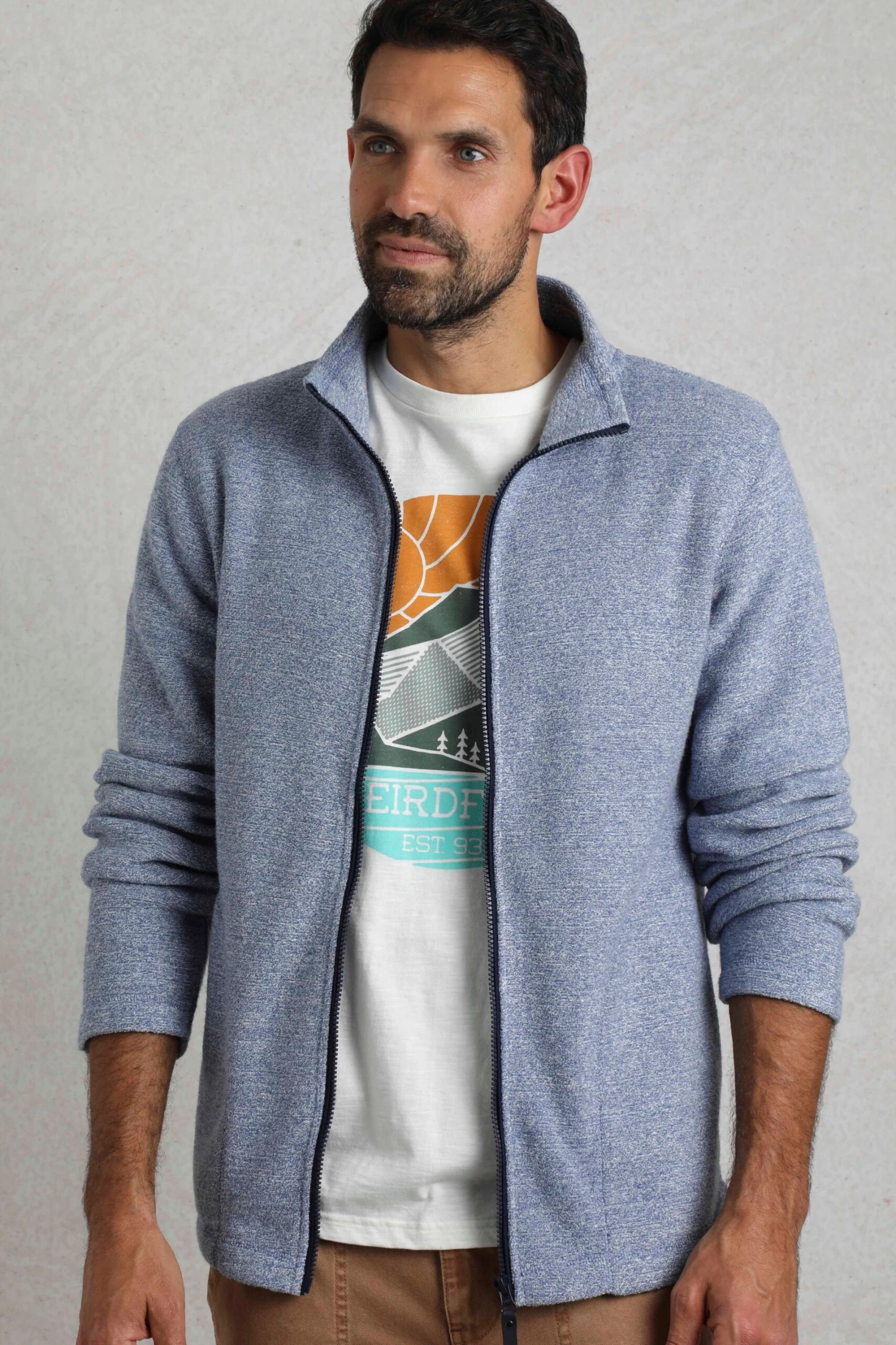 Thames Eco Full Zip Snow Marl Fleece Mid Blue 1 Thames Eco Full Zip Snow Marl Fleece Mid Blue