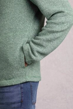 Laramie Eco 1/4 Zip Snow Marl Fleece Olive -WeirdFish Clothing Shop 117506