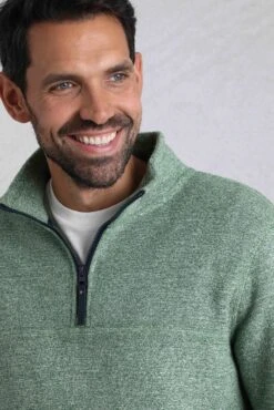 Laramie Eco 1/4 Zip Snow Marl Fleece Olive -WeirdFish Clothing Shop 117507