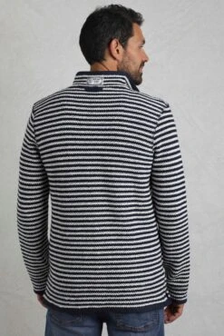 Shorling 1/4 Zip Striped Macaroni Sweatshirt Ecru -WeirdFish Clothing Shop 118151