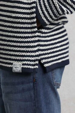 Shorling 1/4 Zip Striped Macaroni Sweatshirt Ecru -WeirdFish Clothing Shop 118155