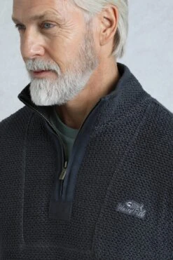 Kielder 1/4 Zip Limited Edition Macaroni Sweatshirt Dark Navy -WeirdFish Clothing Shop 118281