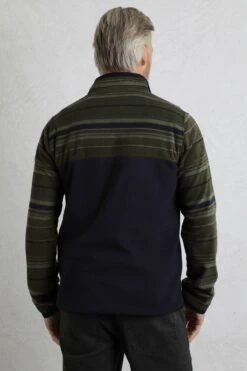 Gilbert 1/4 Zip Striped Microfleece Fir Green -WeirdFish Clothing Shop 118843