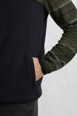 Gilbert 1/4 Zip Striped Microfleece Fir Green -WeirdFish Clothing Shop 118847