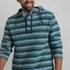 Payson Button Neck Striped Eco Macaroni Hoodie Ensign Blue