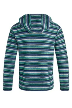 Payson Button Neck Striped Eco Macaroni Hoodie Ensign Blue -WeirdFish Clothing Shop 118863