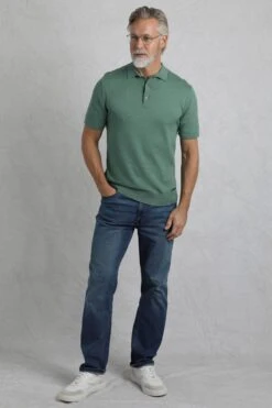 Quentin Short Sleeve Knitted Polo Ivy -WeirdFish Clothing Shop 120352