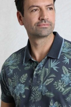 Sarat Organic Cotton Printed Polo Shirt Navy 11 Sarat Organic Cotton Printed Polo Shirt Navy -WeirdFish Clothing Shop 120386