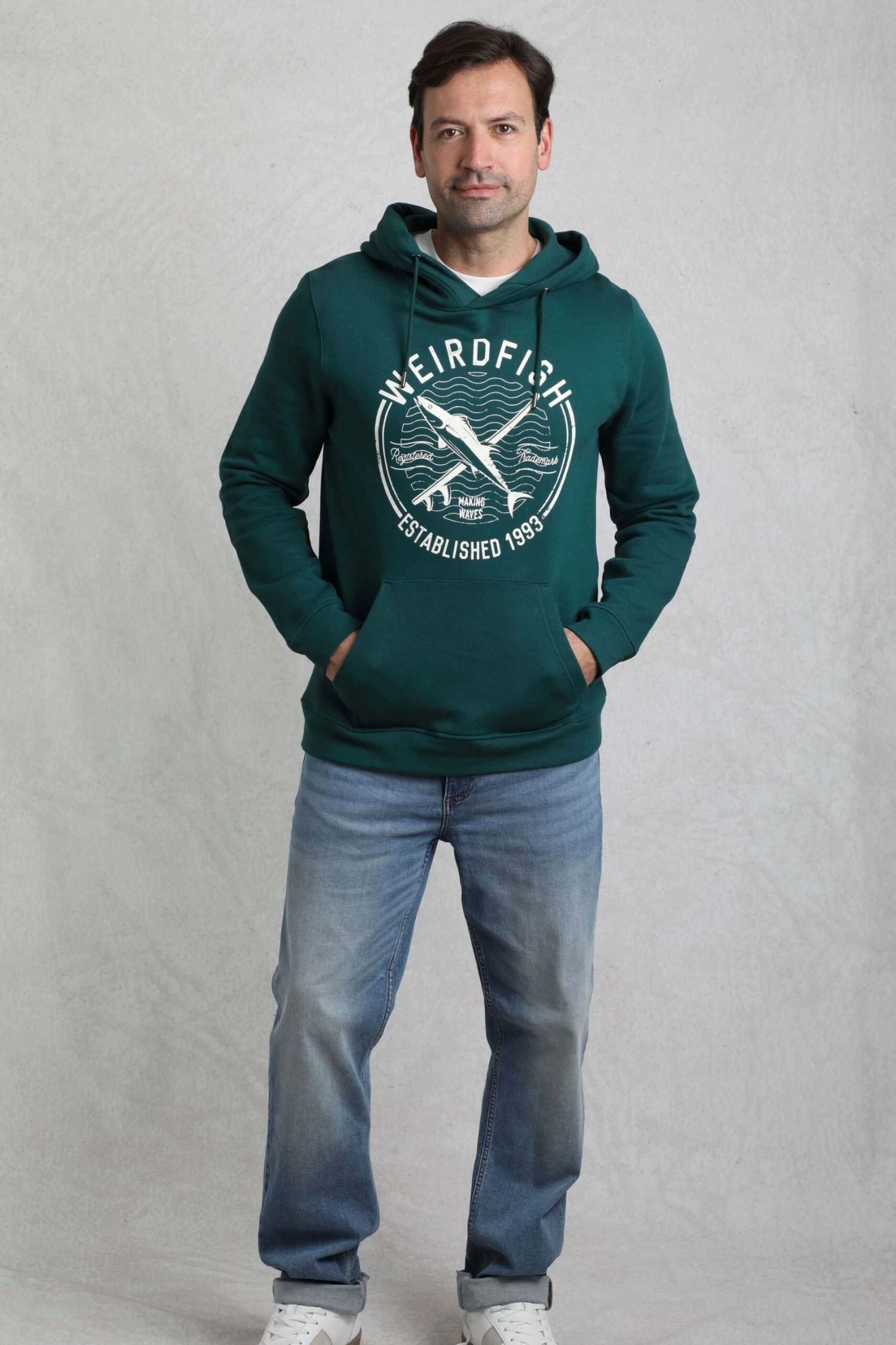 Jamie Branded Popover Sweatshirt Hoodie Forest Green 4 Jamie Branded Popover Sweatshirt Hoodie Forest Green - Image 4
