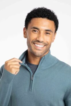 Baxter Fine Knit 1/4 Zip Jumper Blue Mirage -WeirdFish Clothing Shop 120431