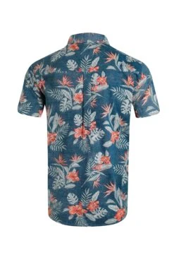 Palm Short Sleeve Reverse Print Shirt Navy -WeirdFish Clothing Shop 120717
