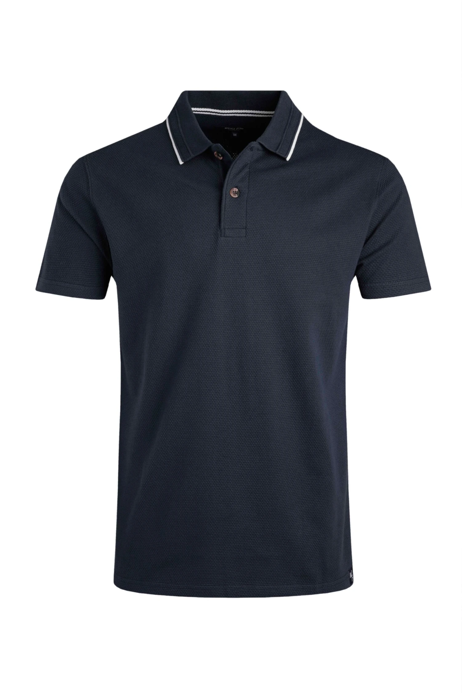Powell Organic Cotton Textured Polo Shirt Navy 2 Powell Organic Cotton Textured Polo Shirt Navy - Image 2