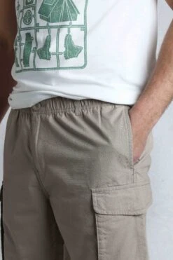 Summersville 3/4 Length Ripstop Cargo Trousers Flint Stone -WeirdFish Clothing Shop 120840