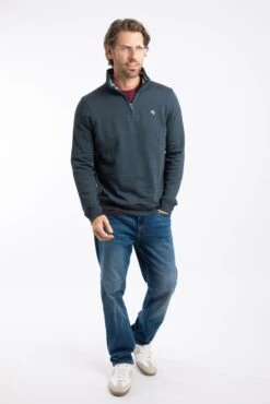 Archer Eco WF Branded 1/4 Zip Sweatshirt Navy -WeirdFish Clothing Shop 121332