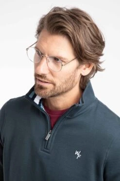 Archer Eco WF Branded 1/4 Zip Sweatshirt Navy -WeirdFish Clothing Shop 121333