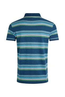 Sunbury Organic Cotton Striped Pique Polo Shirt Ensign Blue -WeirdFish Clothing Shop 121576