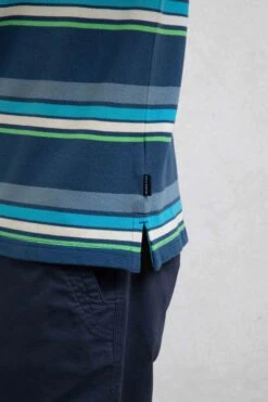 Sunbury Organic Cotton Striped Pique Polo Shirt Ensign Blue -WeirdFish Clothing Shop 121720