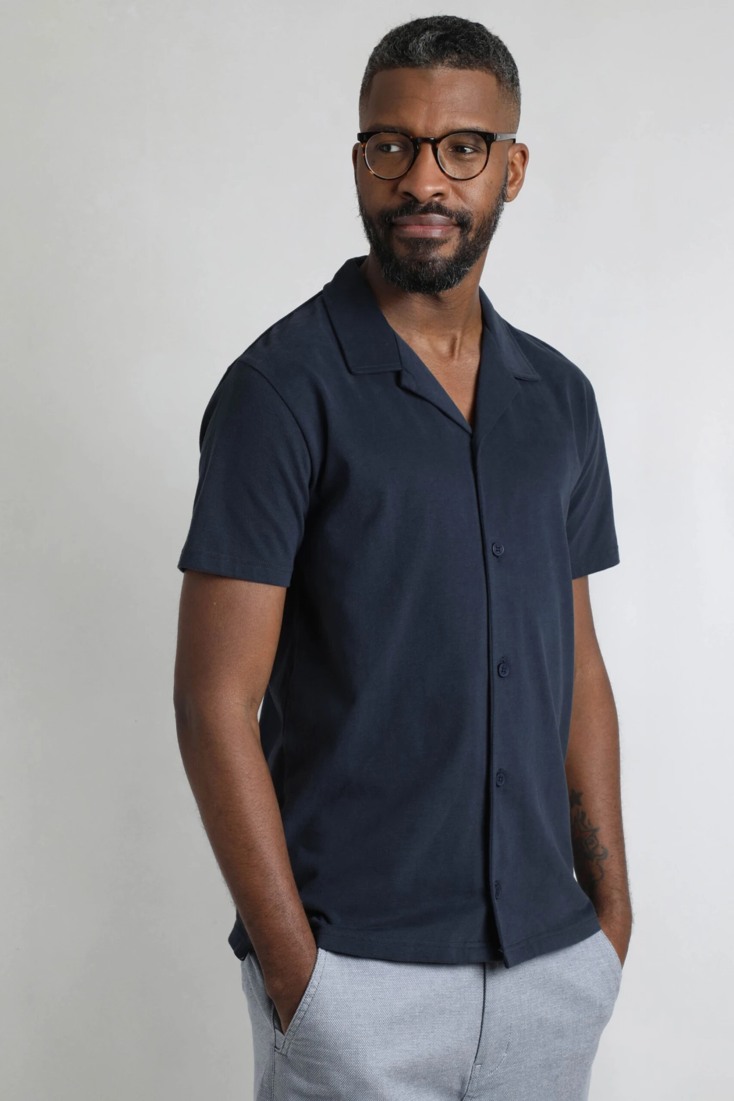 Grafton Organic Cotton Soft Jersey Shirt Navy 1 Grafton Organic Cotton Soft Jersey Shirt Navy