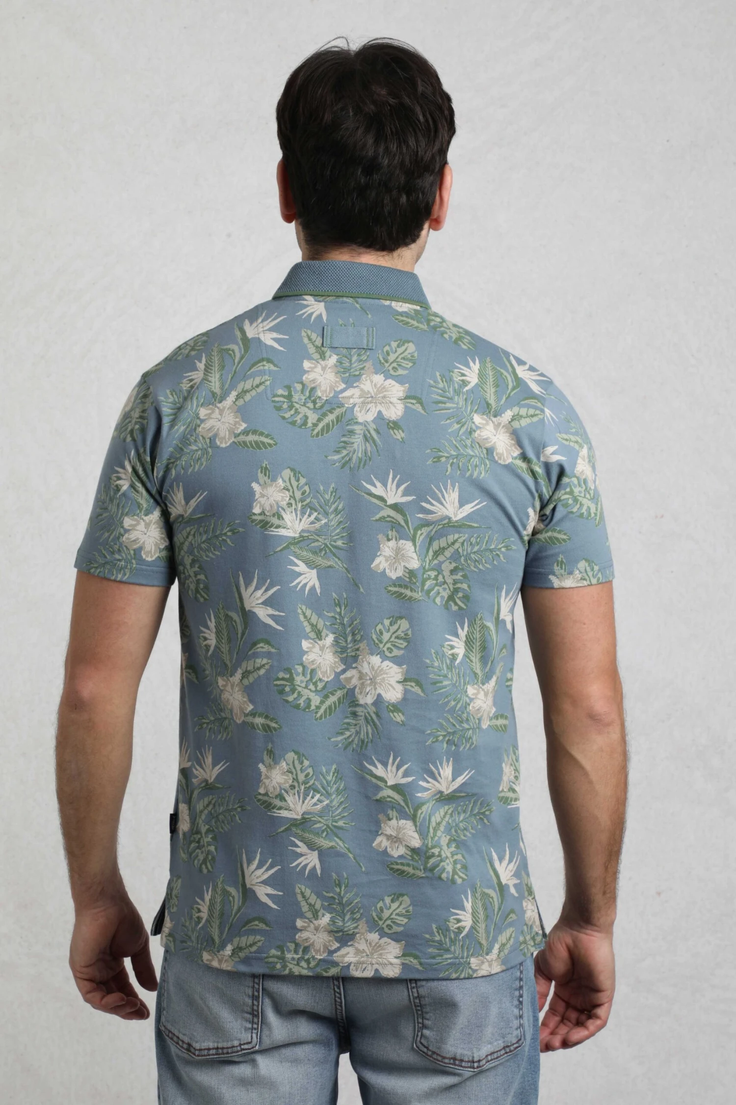 Jarat Printed Jersey Polo Blue Mirage 3 Jarat Printed Jersey Polo Blue Mirage - Image 3