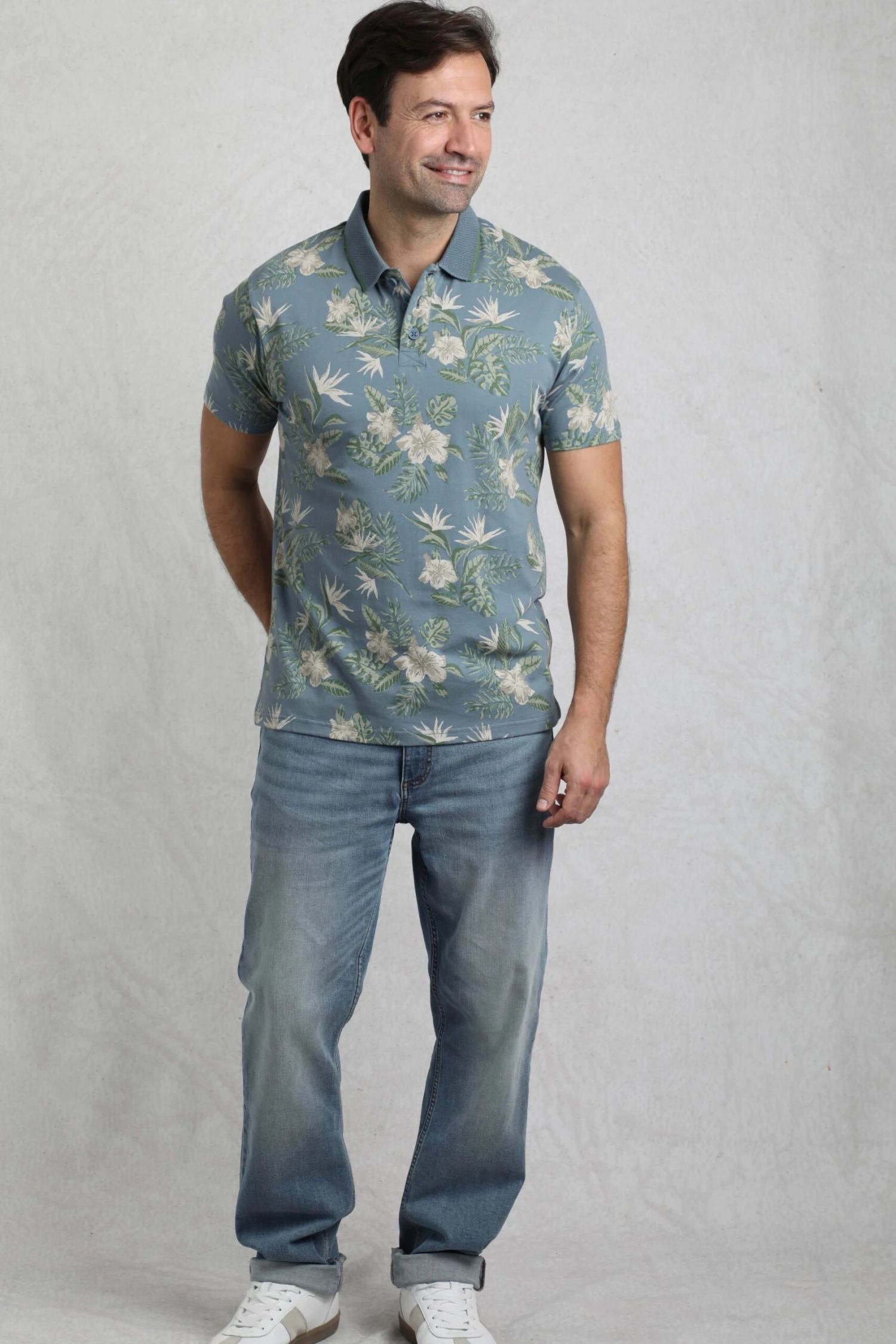 Jarat Printed Jersey Polo Blue Mirage 4 Jarat Printed Jersey Polo Blue Mirage - Image 4