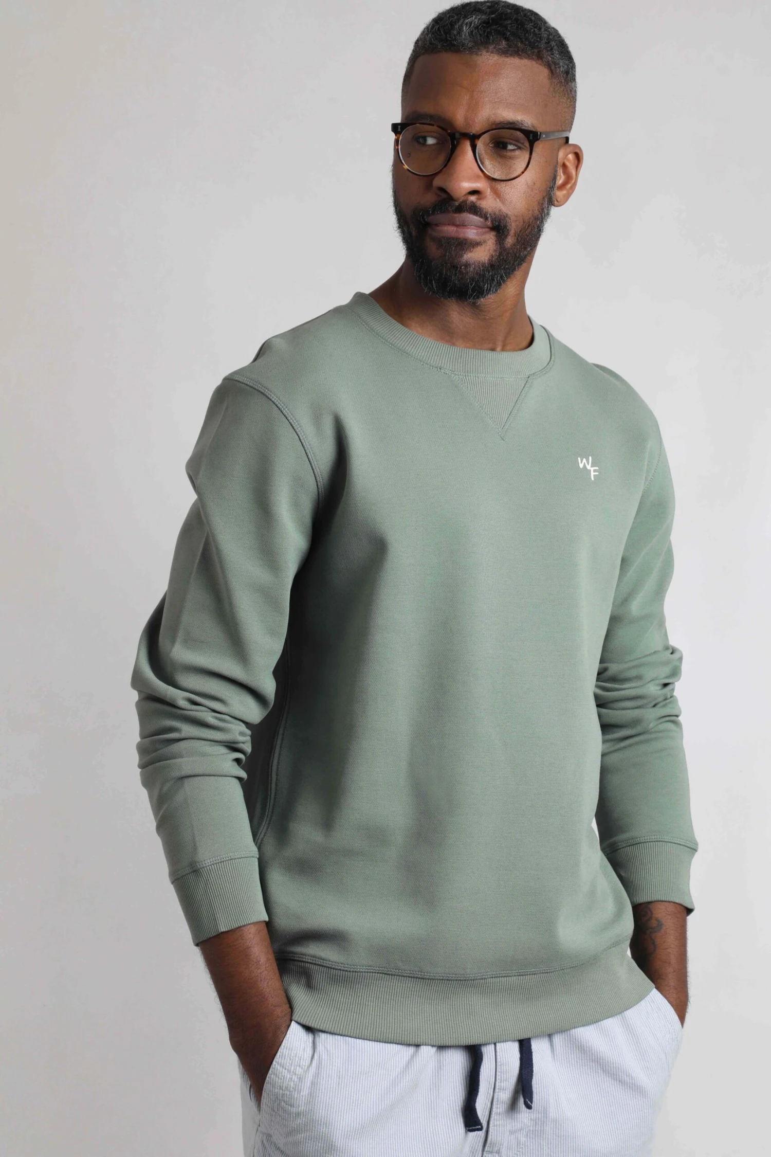 Carlise Organic Cotton Crew Neck Sweatshirt Army Green 1 Carlise Organic Cotton Crew Neck Sweatshirt Army Green
