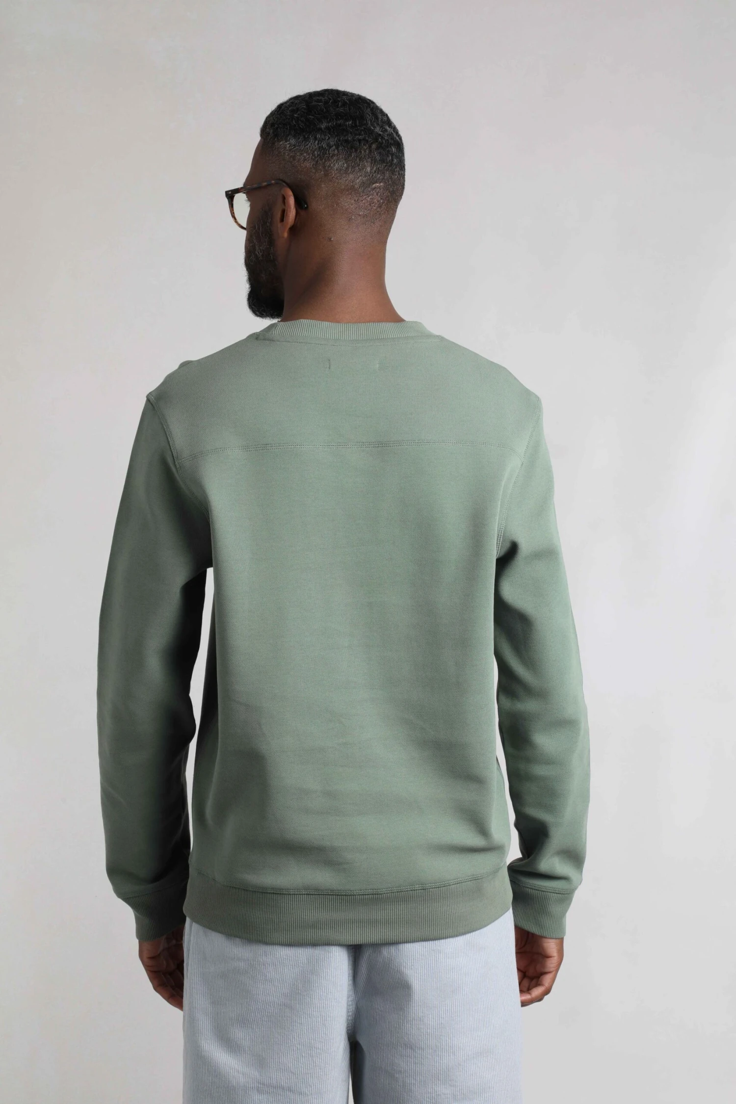 Carlise Organic Cotton Crew Neck Sweatshirt Army Green 3 Carlise Organic Cotton Crew Neck Sweatshirt Army Green - Image 3