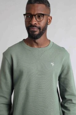 Carlise Organic Cotton Crew Neck Sweatshirt Army Green 10 Carlise Organic Cotton Crew Neck Sweatshirt Army Green -WeirdFish Clothing Shop 121855